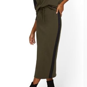 NY&C Faux-Leather Inset French Terry Green Pencil Skirt XL - New With Tags